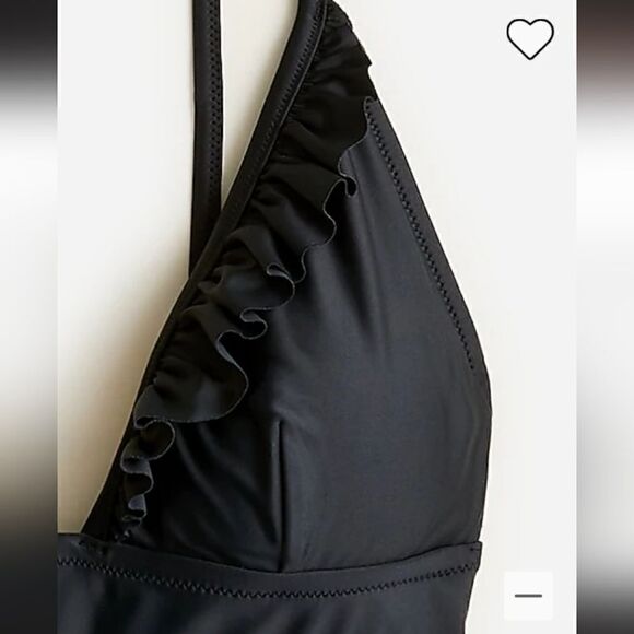 J Crew Deep Plunge Ruffle Swimsuit Black Size 0 NWT - Picture 6 of 13